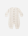 Quincy Mae Long Sleeve Bubble Romper in Heathered Oatmeal