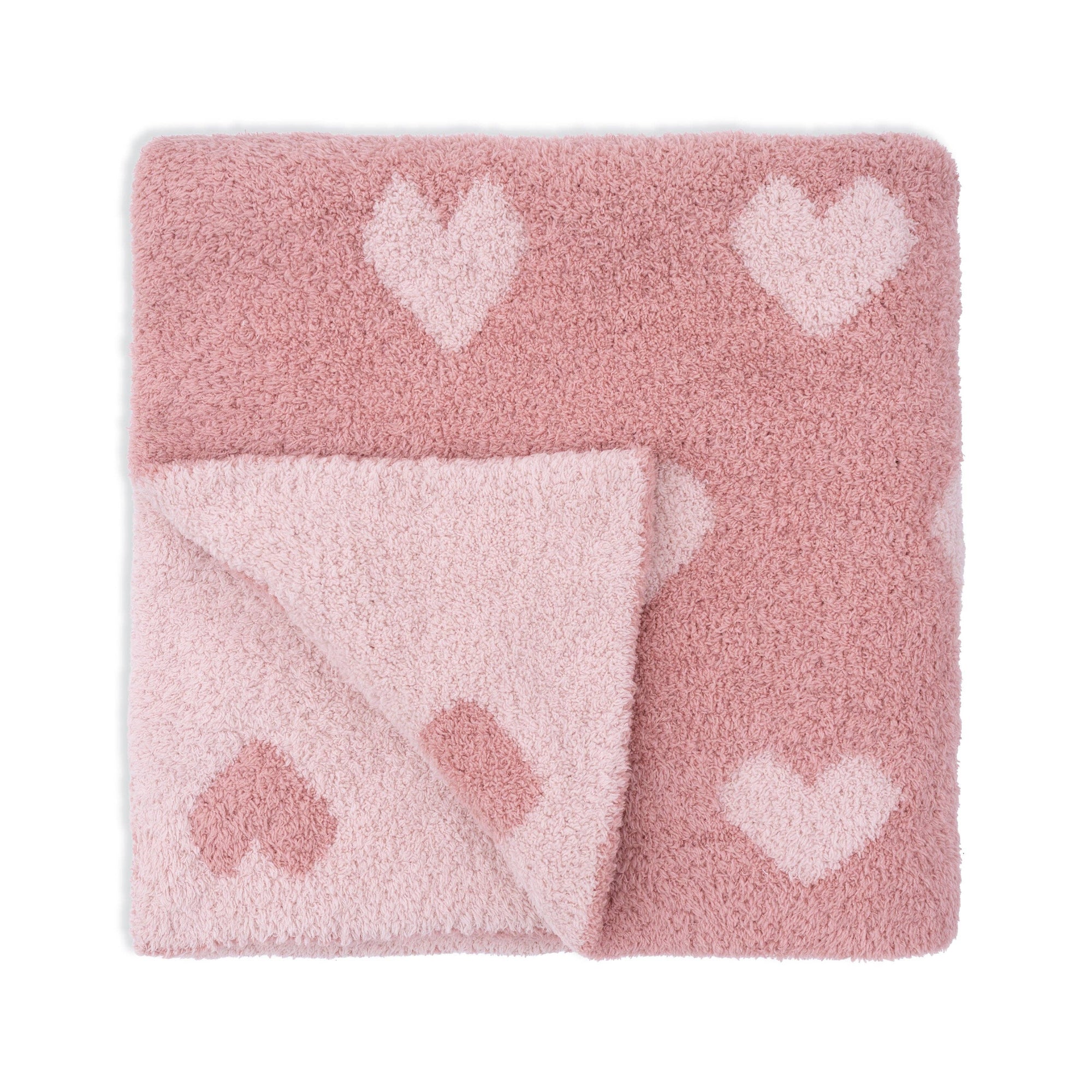 Chenille - Blush and Rose Heart Blanket