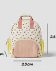 Strawberry Print Backpack Lightweight Casual Canvas Bag: Pink