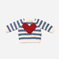 Stripe Big Heart Sweater Baby Boy Blue Gift Spring Love: Blue
