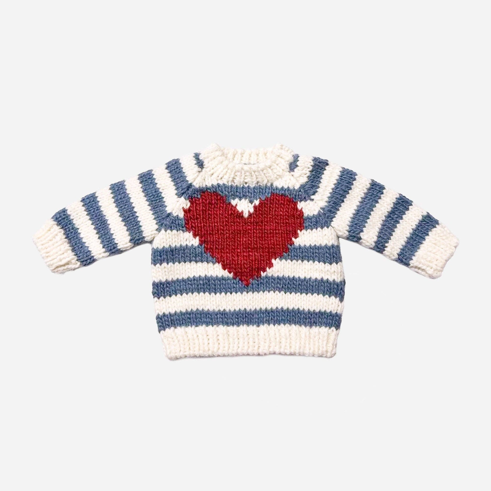 Stripe Big Heart Sweater Baby Boy Blue Gift Spring Love: Blue