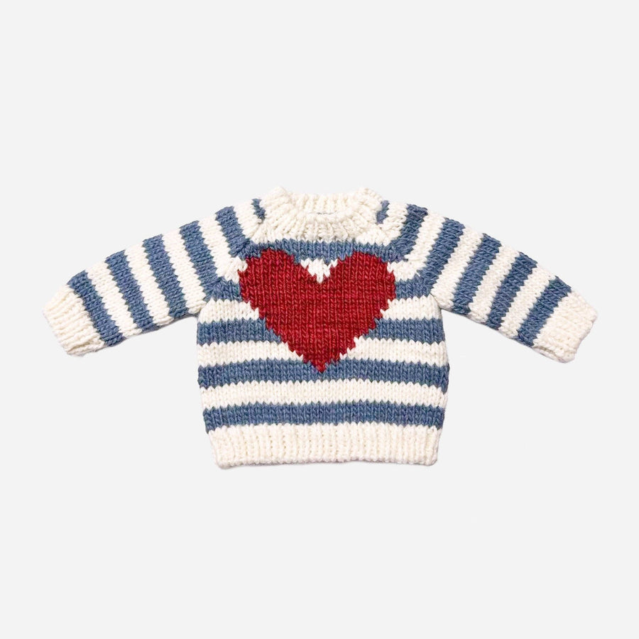Stripe Big Heart Sweater Baby Boy Blue Gift Spring Love: Blue