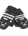 Knit Stripe Cat Mittens in Charcoal Gray