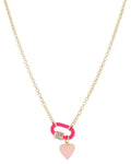 Hot Pink Enamel and Carabiner with Pink Heart Necklace