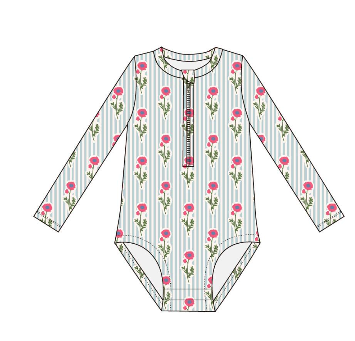 Rash Guard Swimsuit - Seaside Blooms
