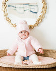 Blush Pink Garter Stitch Baby Cardigan Sweater