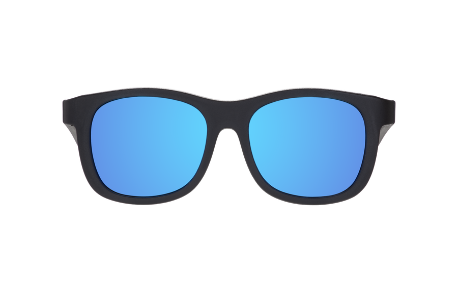 Jet Black Polarized Kid Sunglasses with Mirrored Lens