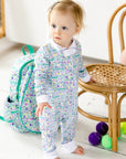 joy street tennis zip onesie on baby standing