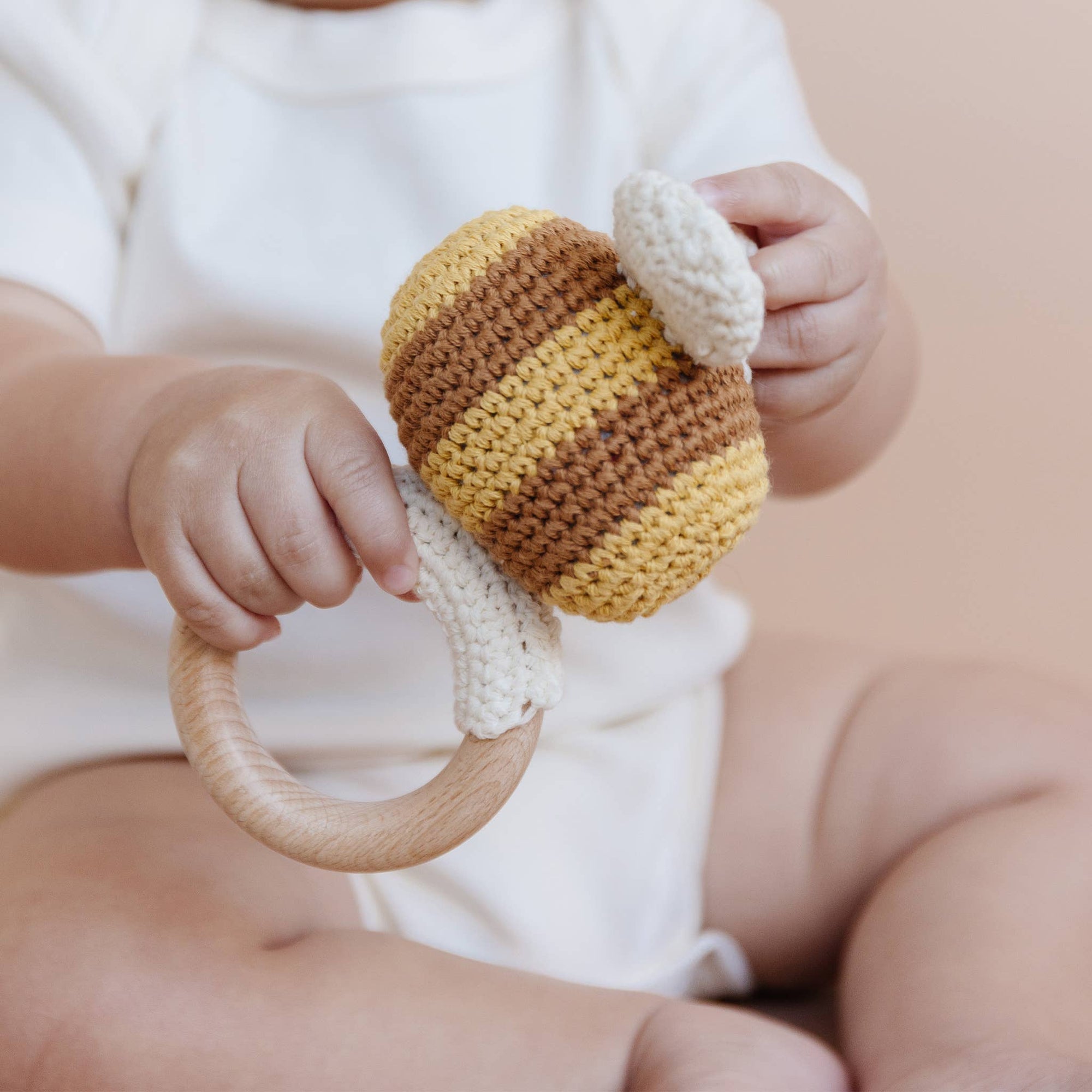Teether Bee Cotton Crochet Rattle Spring Summer Baby Toy: In Stock
