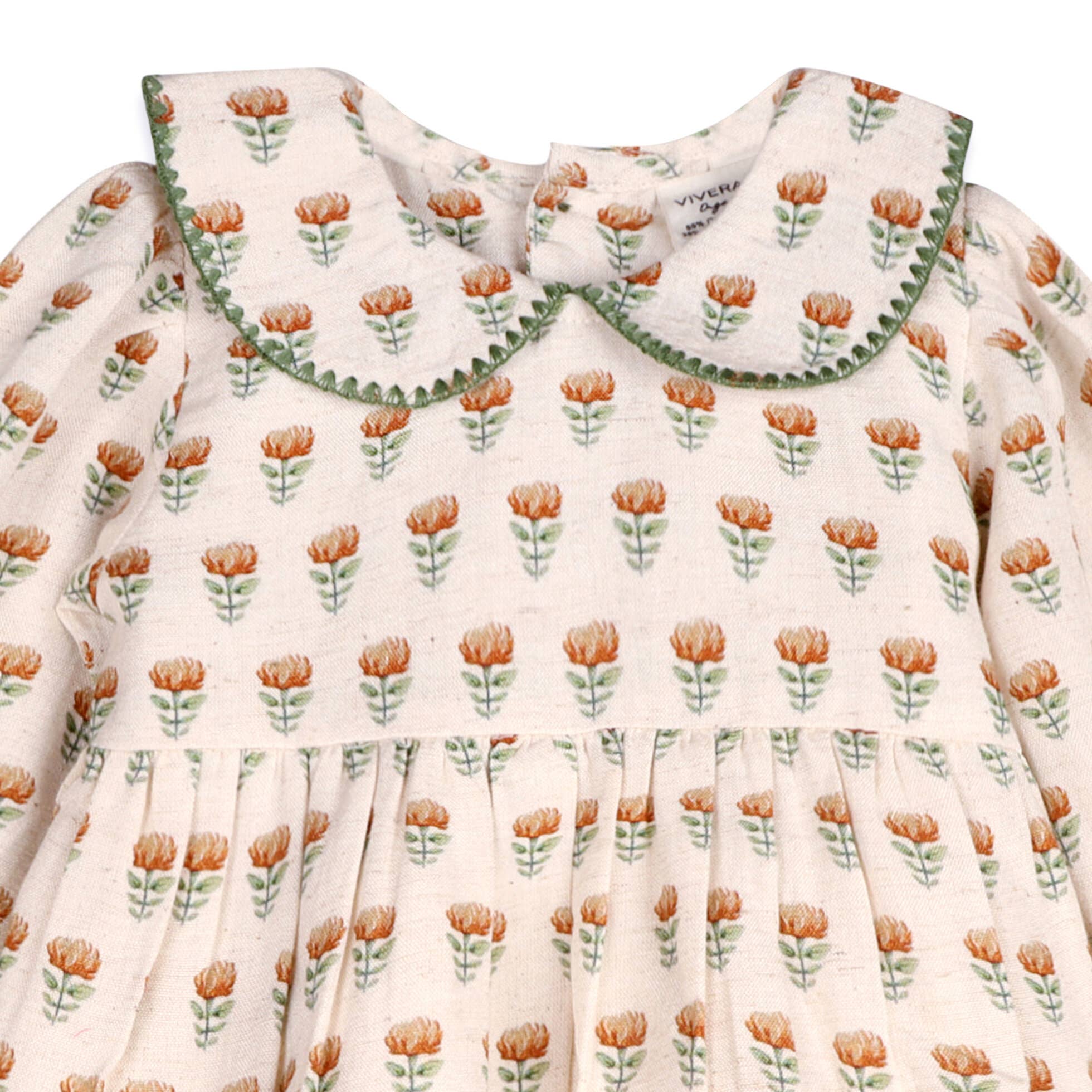 Ina Block Print Floral Baby Dress &amp; Bloomer Set