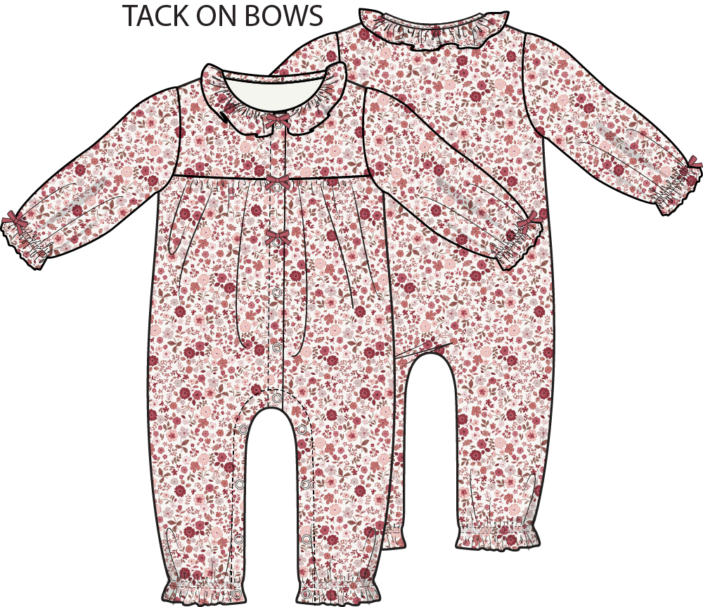 Serene Floral - Long Sleeve Ruffle Collar Romper