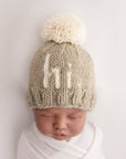 Hi. Pebble Brown Hand Knit Beanie Hat Baby & Kids