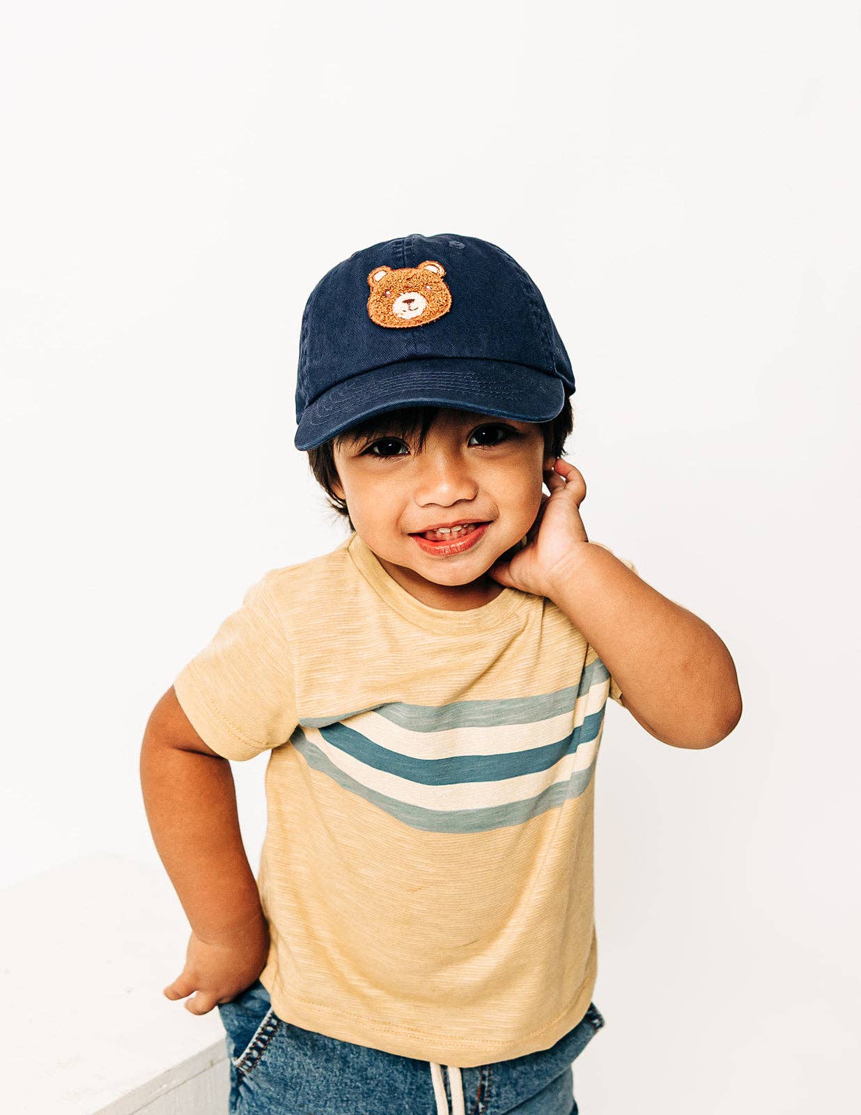 Teddy Bear Patch Baseball hat: Denim / Baby (0-12M)