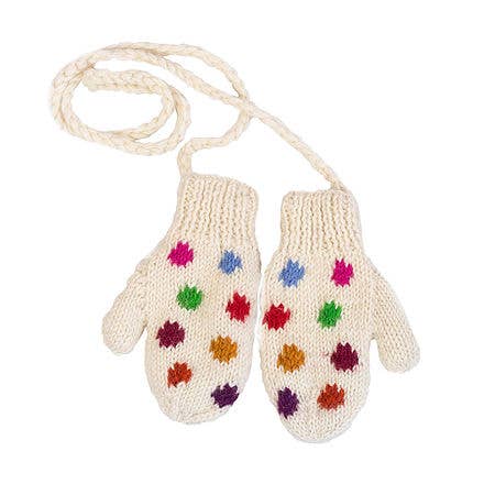 Hand Knit Polka Dot Mittens