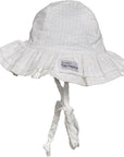 Baby UPF50+ Girls and Boys Double Ruffle Sun Hat: Vanilla Stripe Seersucker