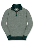Organic Half Zip Ski Sweater: Deep Green Stripe