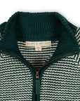 Organic Half Zip Ski Sweater: Deep Green Stripe