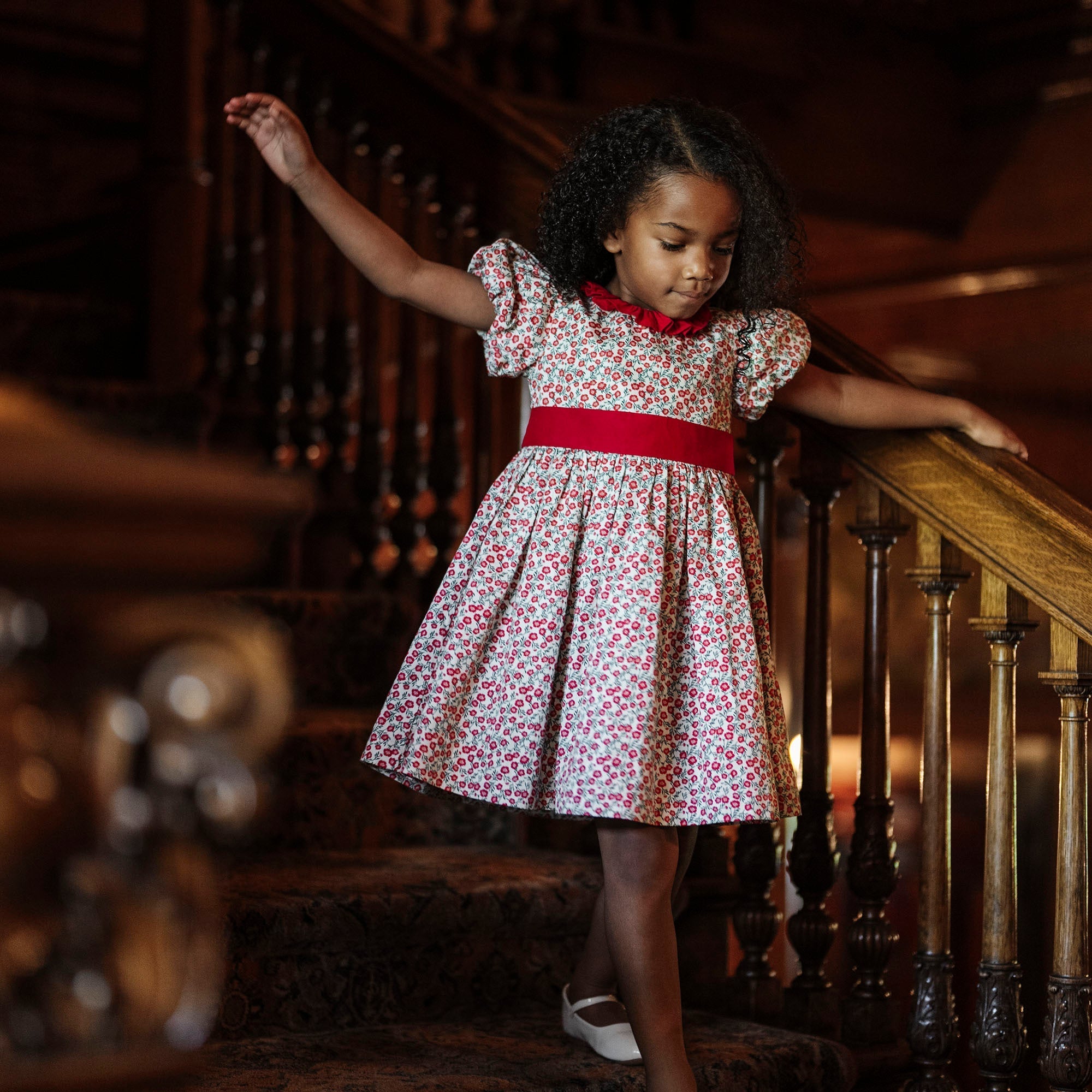 Organic Ruffle Collar Sateen Baby Dress London Floral