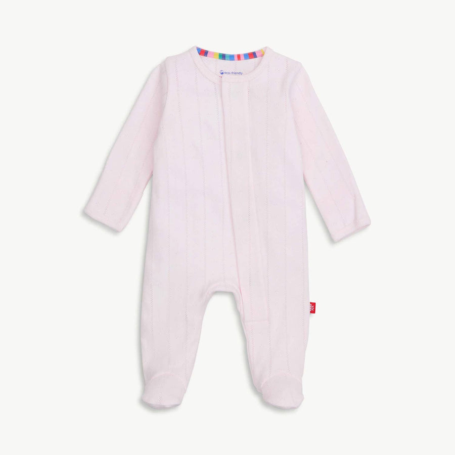 Magnetic Me Love Lines Pink Pointelle Footie