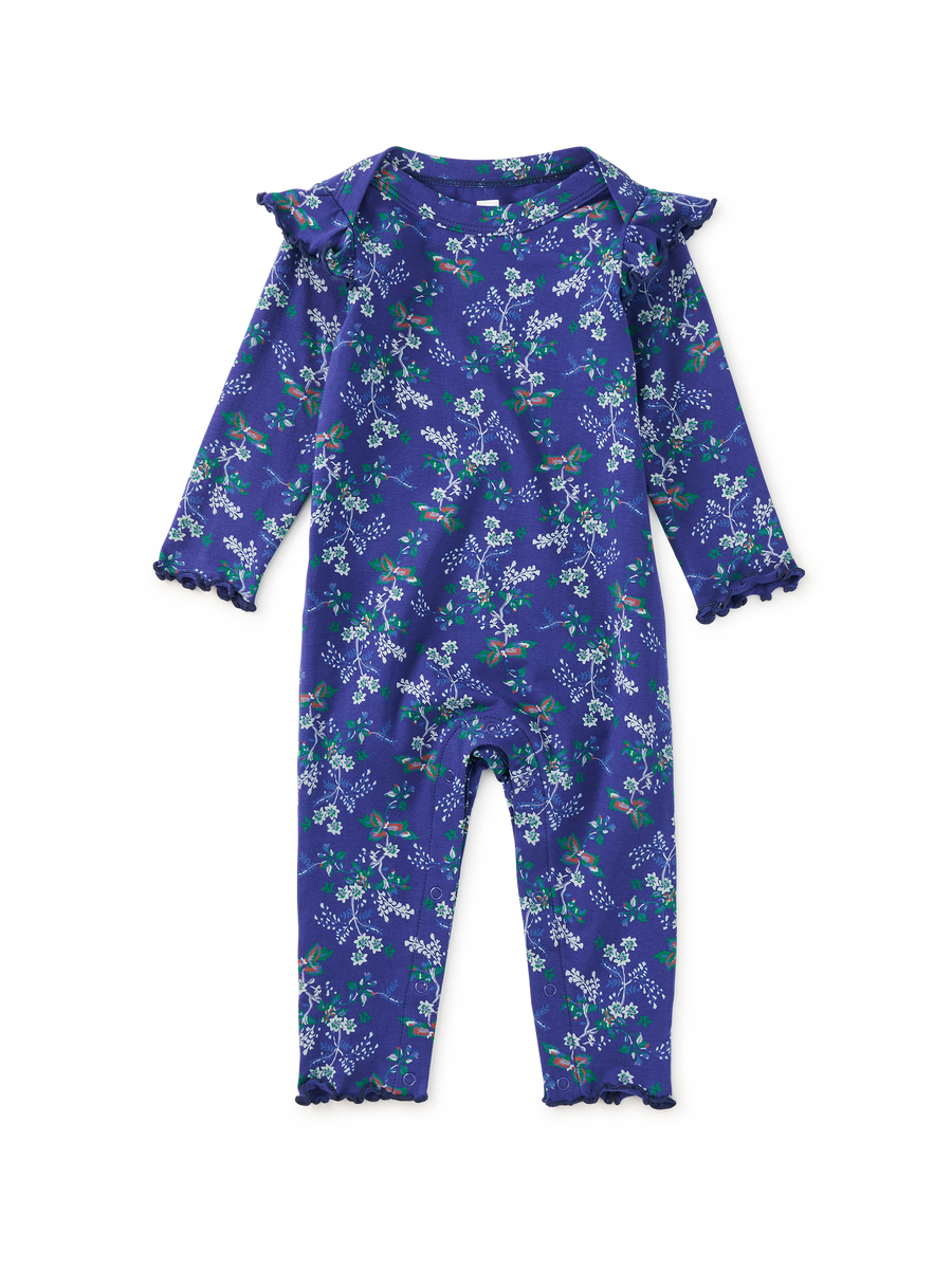Ruffle Shoulder Baby Romper - Scottish Floral