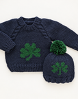 Indigo Shamrock Crew Neck Sweater