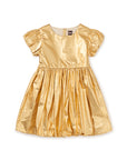 Tea Metallic Balloon Skirted Dress