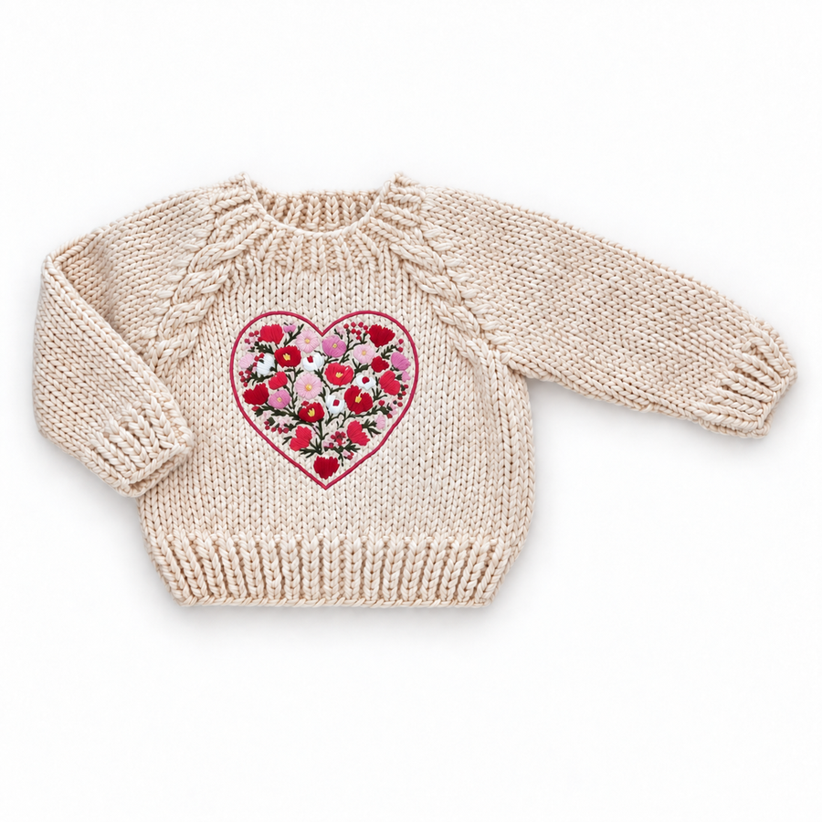 Bright Embroidered Heart Sweater for Baby & Kids