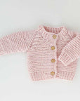 Blush Pink Garter Stitch Baby Cardigan Sweater