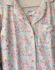 Mahjong Women’s Button Front Long Pajama Set