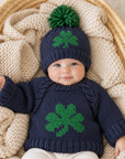 Indigo Shamrock Crew Neck Sweater