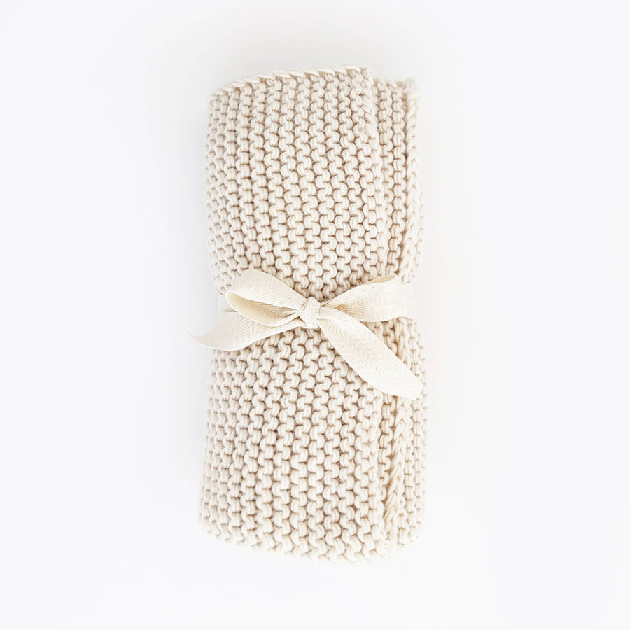 Natural Garter Stitch Knit Baby Blanket