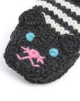 Knit Stripe Cat Mittens in Charcoal Gray