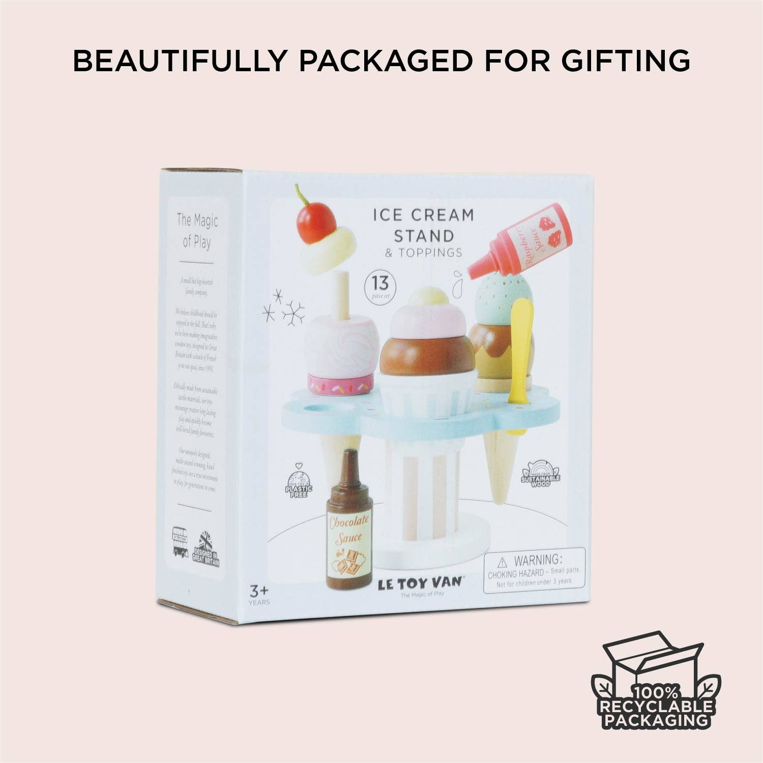 Wooden Ice Cream Stand &amp; Toppings