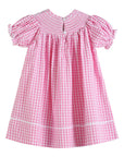 Pink Gingham Classic Smocked Bishop Dress