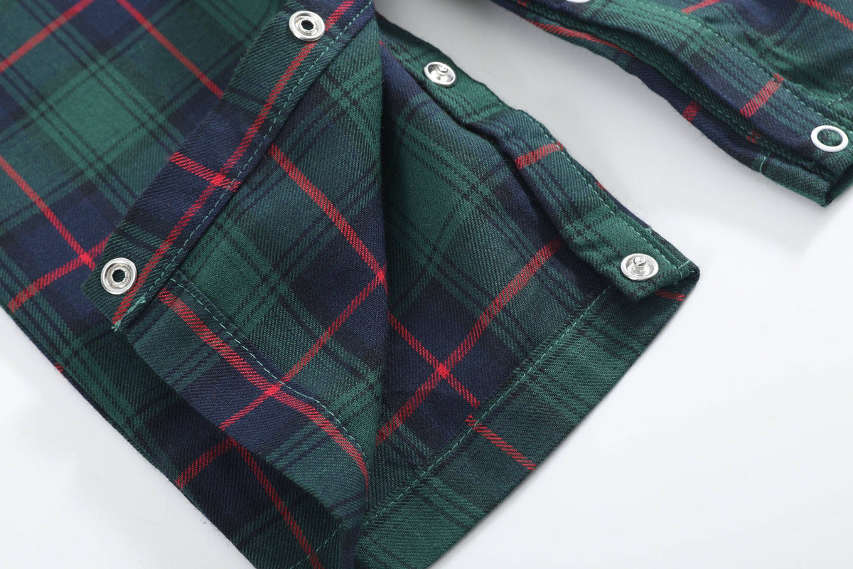 Blue, Green Red Plaid Christmas Santa Smocked Longalls