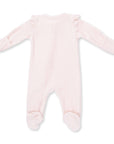 Velour Soft Pink - 2 Way Ruffle Sleeve Zipper Footie