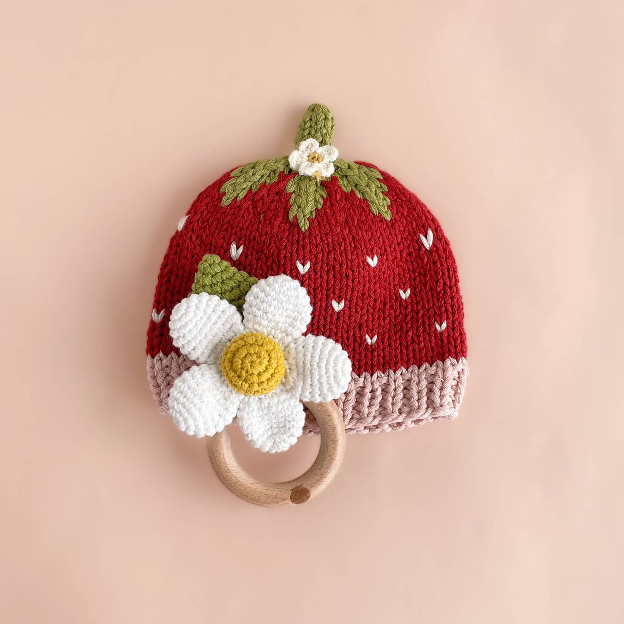 Teether Flower White Cotton Crochet Rattle Baby Toy Summer: In Stock