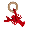 Lobster Bamboo Crochet Woodring Rattle: 5" Rattle
