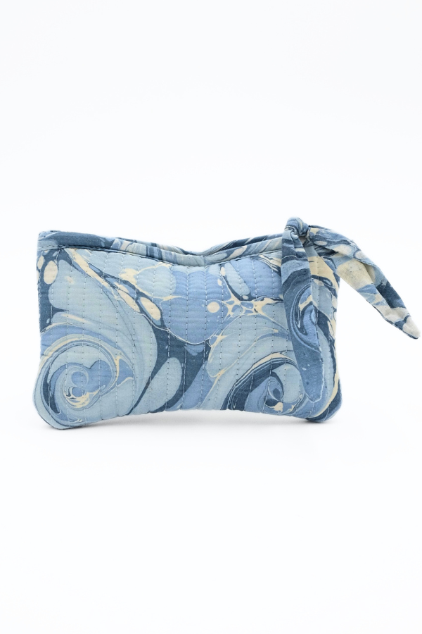 Hand-Marbled Pouches in Ocean Wave, Set of 2