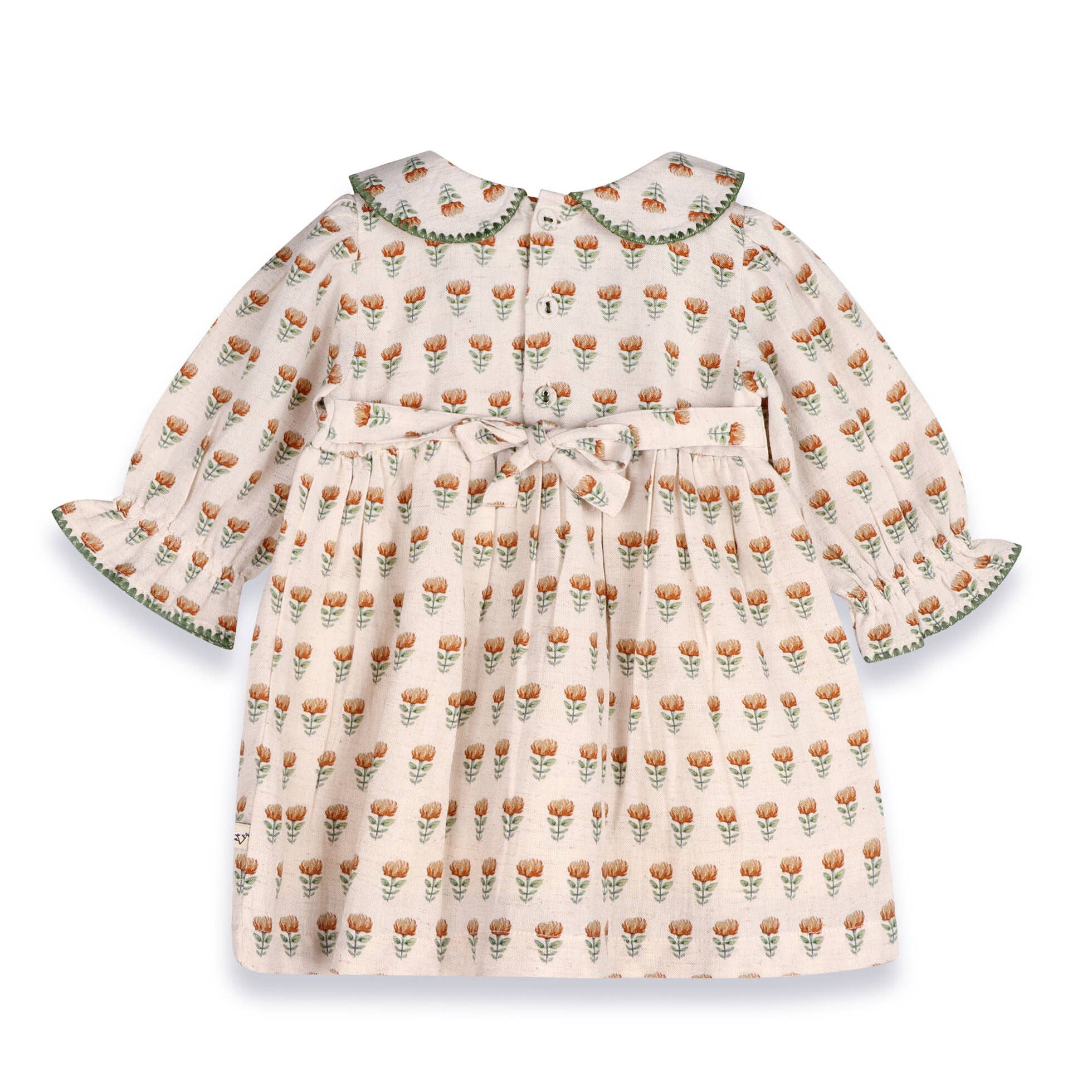 Ina Block Print Floral Baby Dress &amp; Bloomer Set