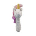 Unicorn Hand-Crochet Stick Rattle: 6" Rattle