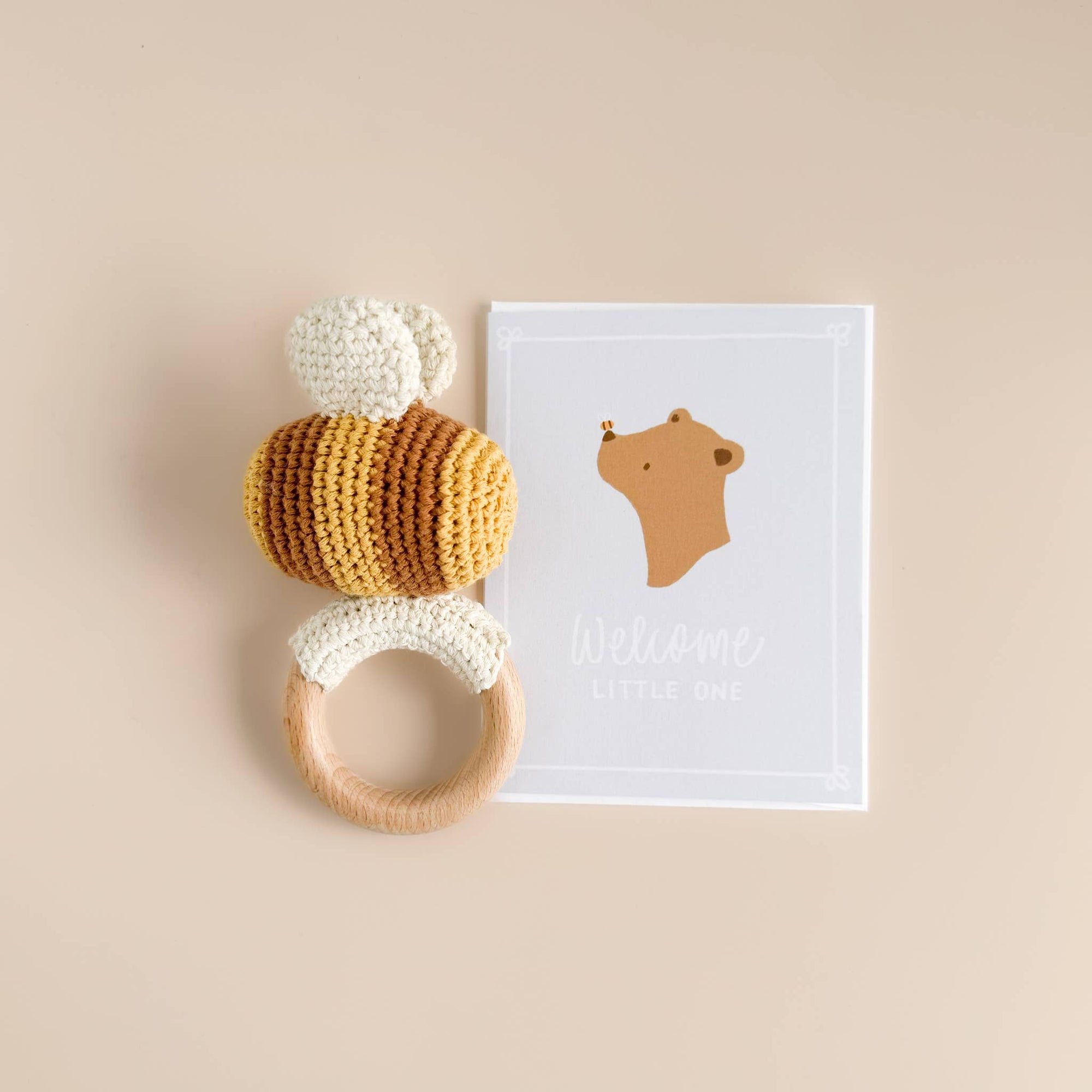 Teether Bee Cotton Crochet Rattle Spring Summer Baby Toy: In Stock