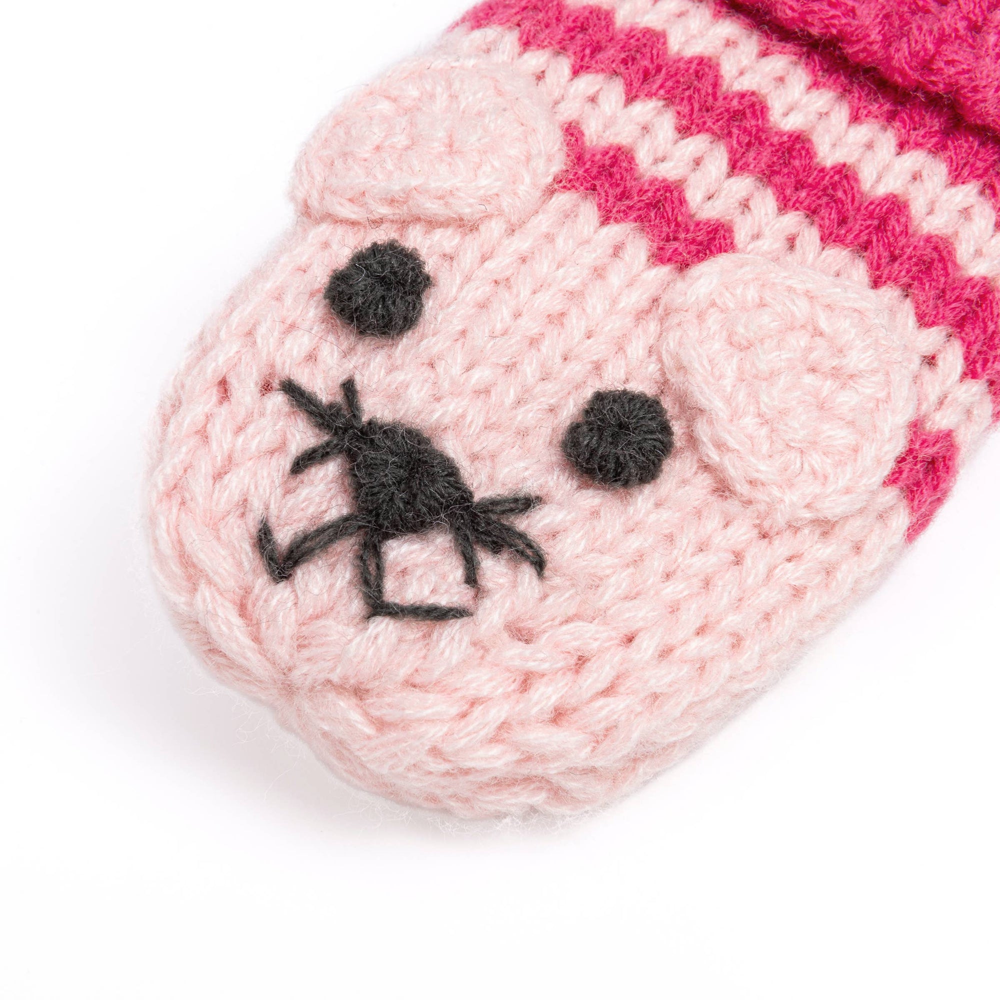 Pink Knit Stripe Cat Mittens
