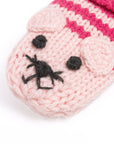 Pink Knit Stripe Cat Mittens