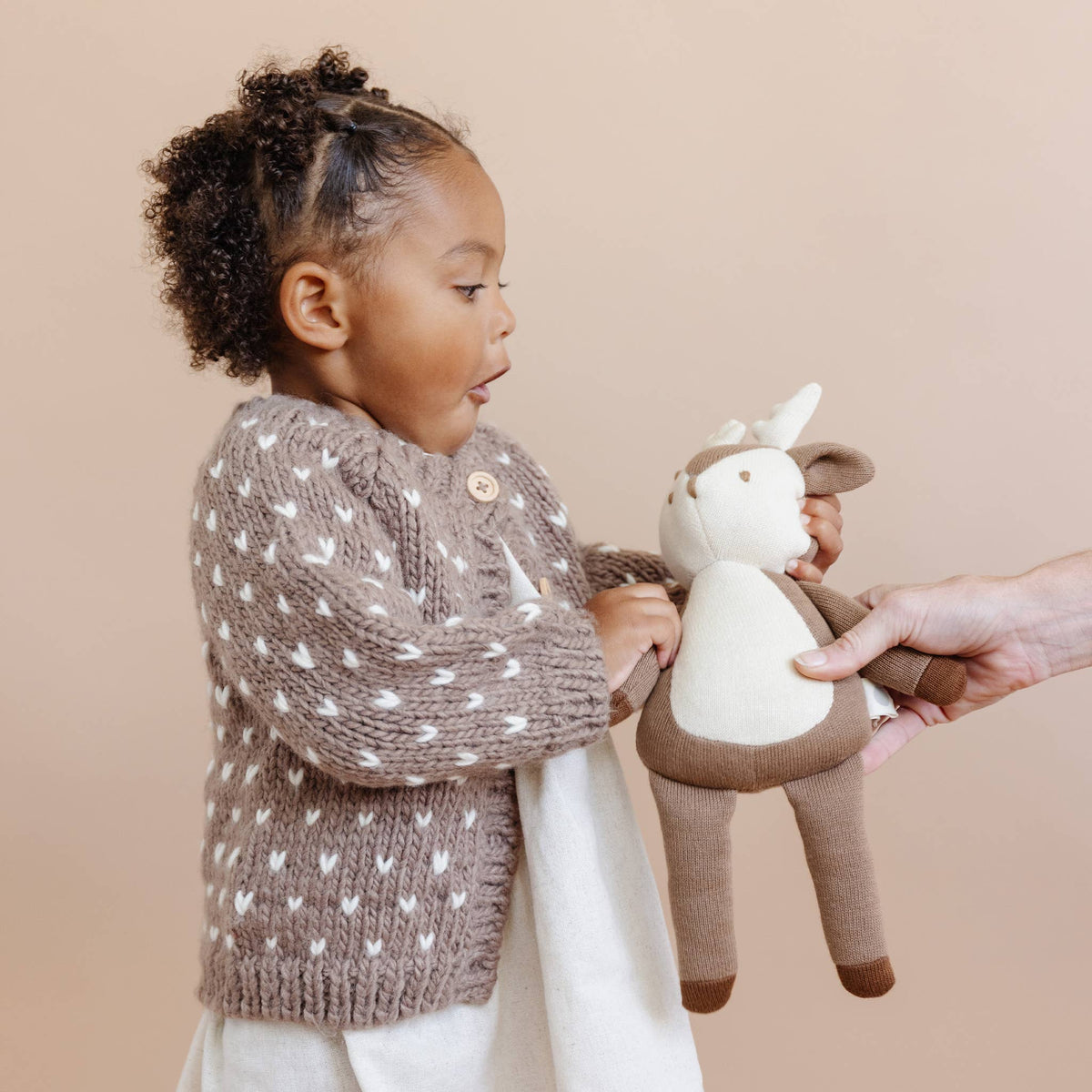 Sawyer Cardigan Tan Deer Baby Sweater