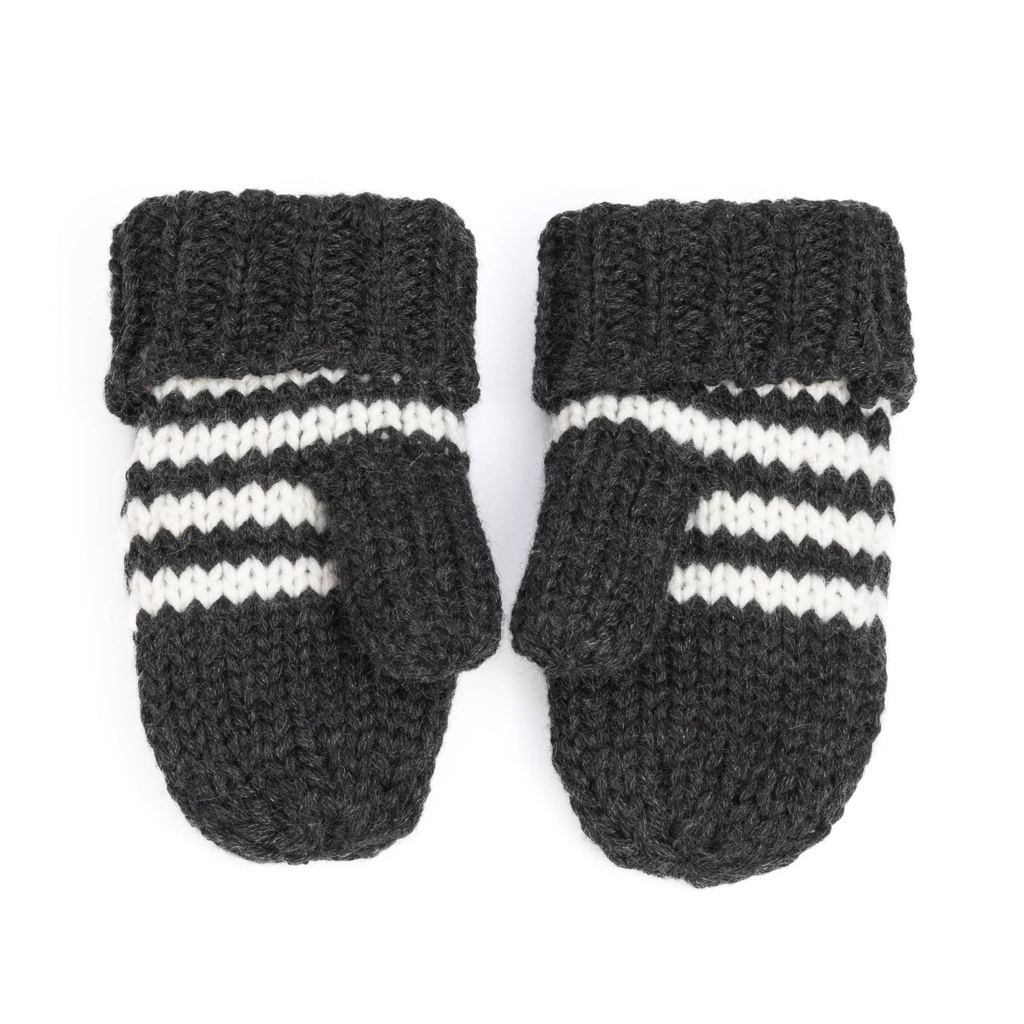 Knit Stripe Cat Mittens in Charcoal Gray