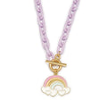 Kids 15" Rainbow Charm with Lavender Chain Necklace