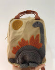 Children's Dinosaur Backpack Cute Canvas Lightweight School Bag: Light Brown