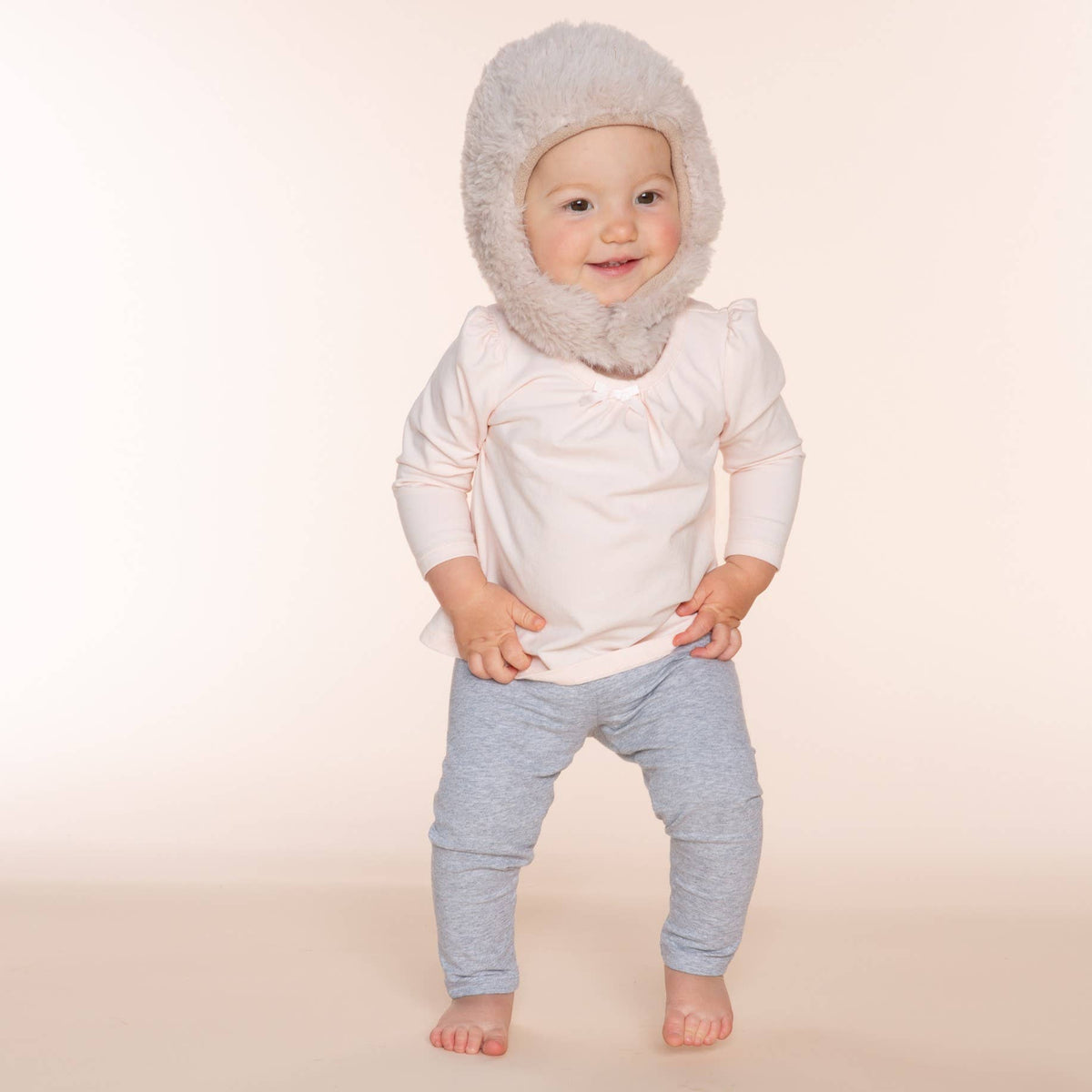 Baby Toddler Soft Knit Earflap Hat with Chin Strap