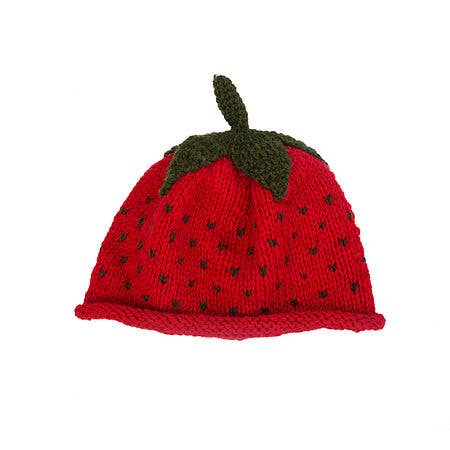 Hand Knit Strawberry Beanie